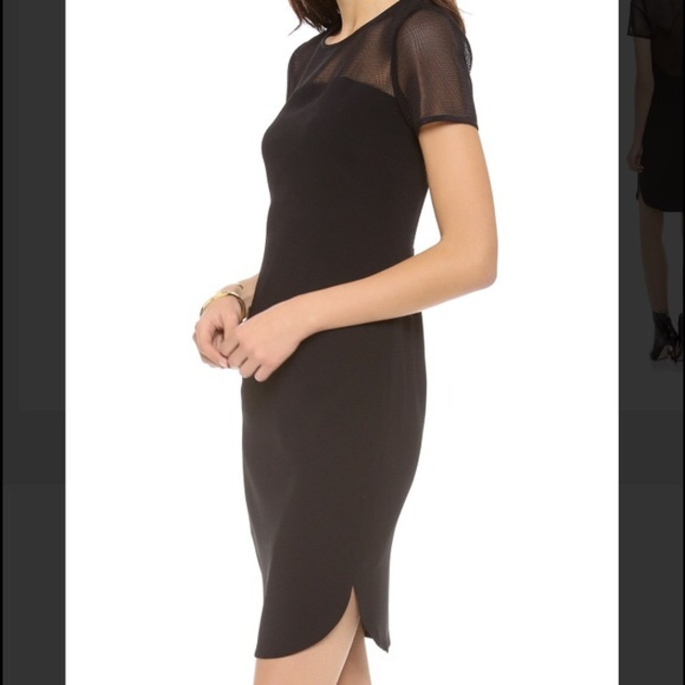 Dkny little black dress szM split hem EUC